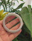 "Princess Half Round" Blue- Green Jadeite Jade Bangle Bracelet (57.10 mm) 