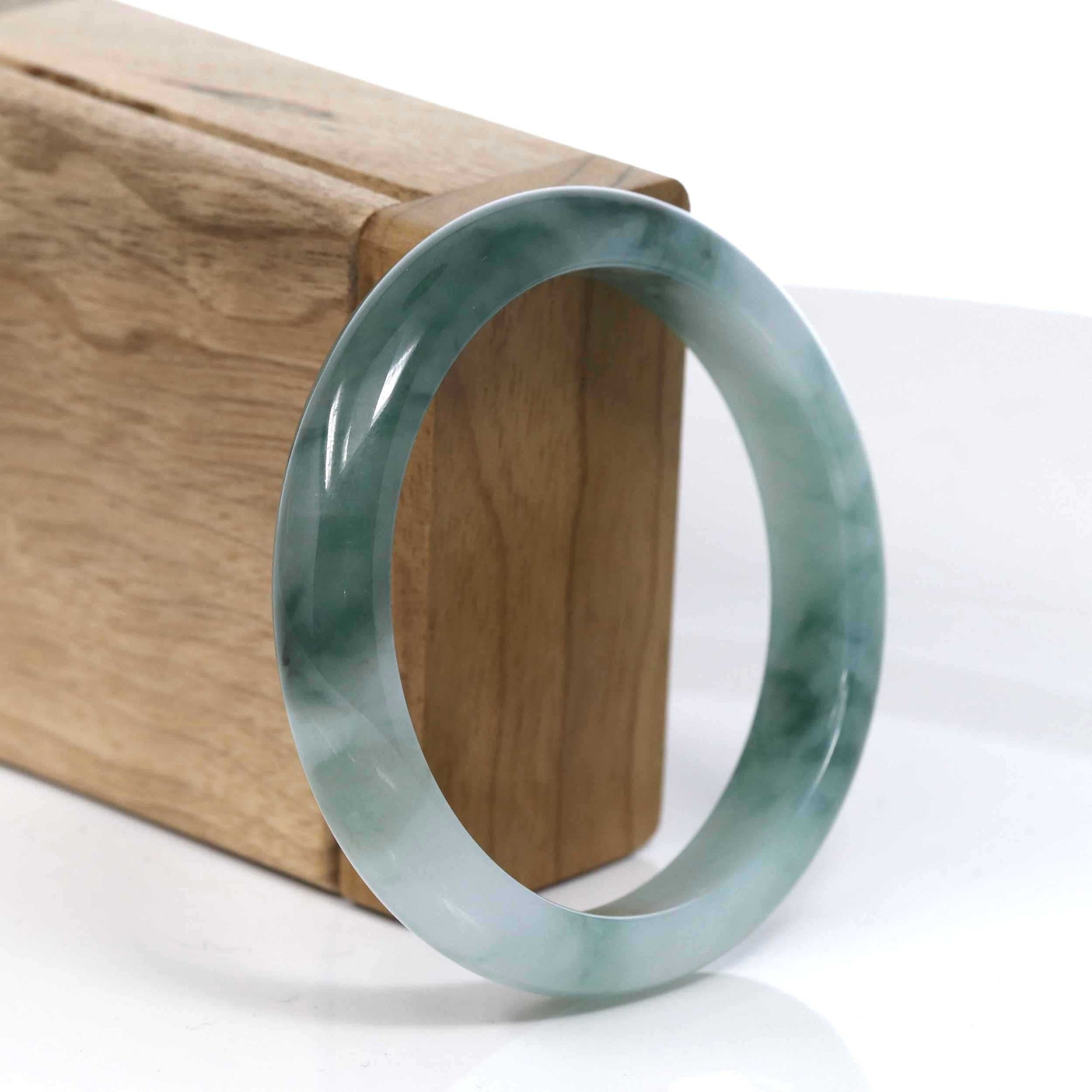 Baikalla Jewelry Jadeite Jade Bangle Bracelet Baikalla Blue Green Classic Real Jadeite Jade Bangle Bracelet (59.08mm) #388