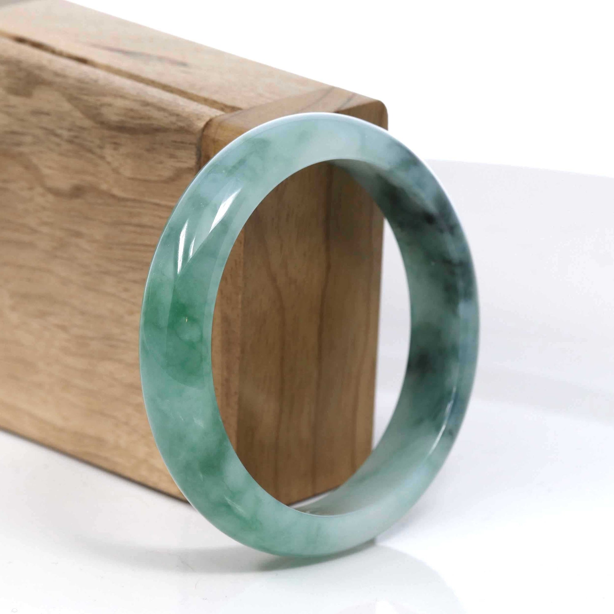 Baikalla Jewelry Jadeite Jade Bangle Bracelet Baikalla Blue-Green Classic Real Jadeite Jade Bangle Bracelet (59.08mm) #391