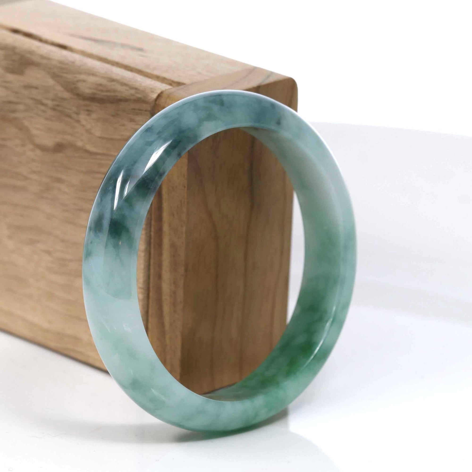 Baikalla Jewelry Jadeite Jade Bangle Bracelet Baikalla Blue-Green Classic Real Jadeite Jade Bangle Bracelet (59.08mm) #391