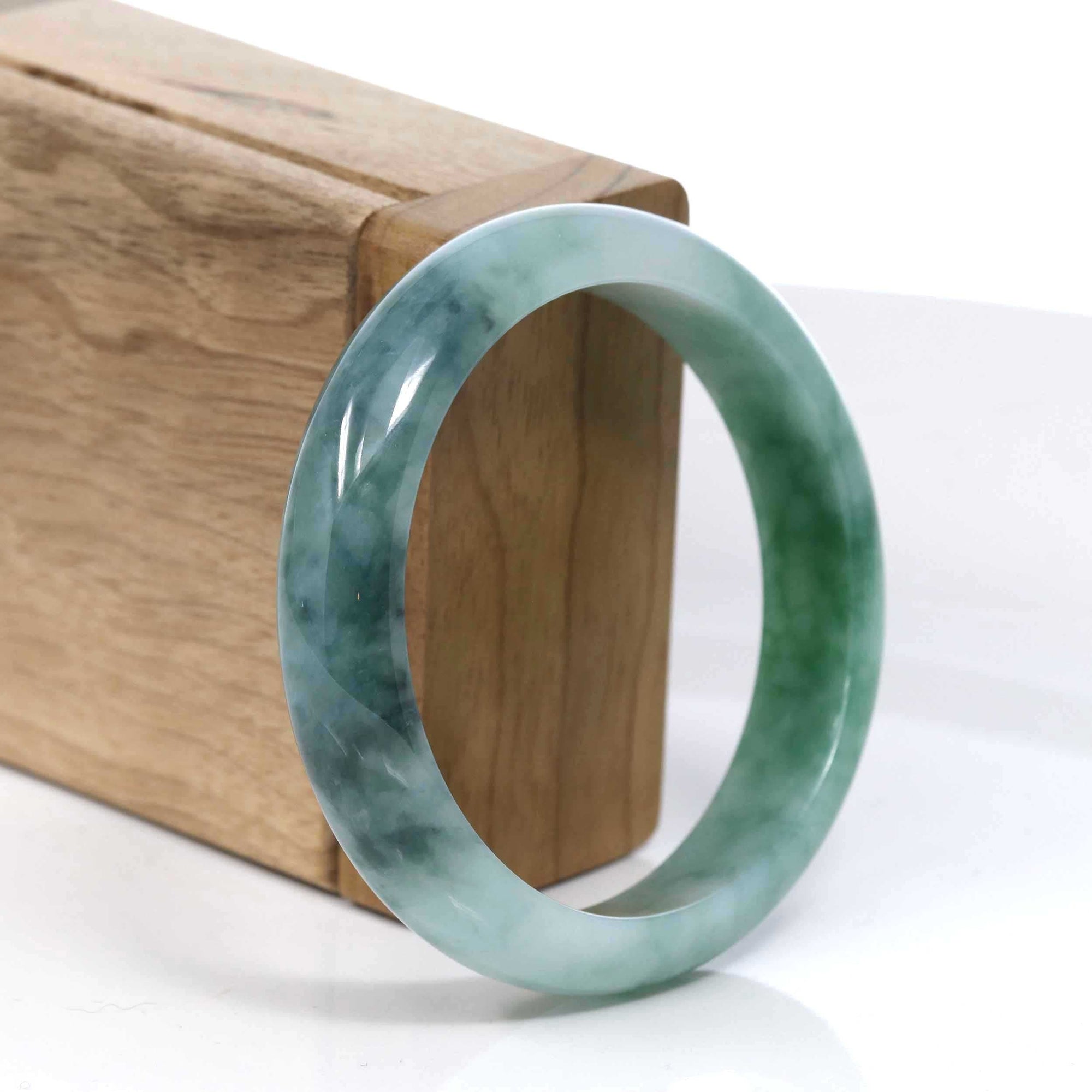 Baikalla Jewelry Jadeite Jade Bangle Bracelet Baikalla Blue-Green Classic Real Jadeite Jade Bangle Bracelet (59.08mm) #391