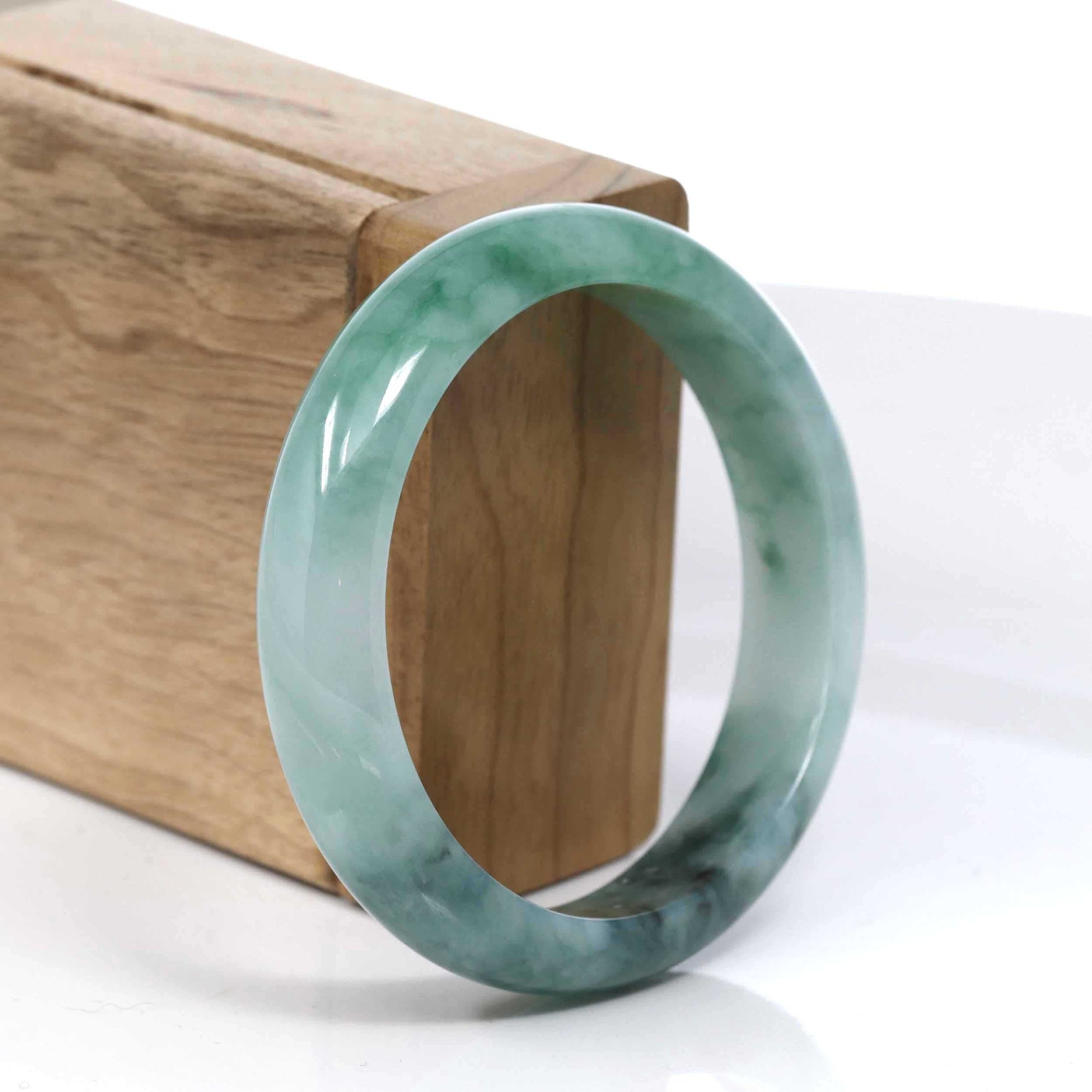 Baikalla Jewelry Jadeite Jade Bangle Bracelet Baikalla Blue-Green Classic Real Jadeite Jade Bangle Bracelet (59.08mm) #391