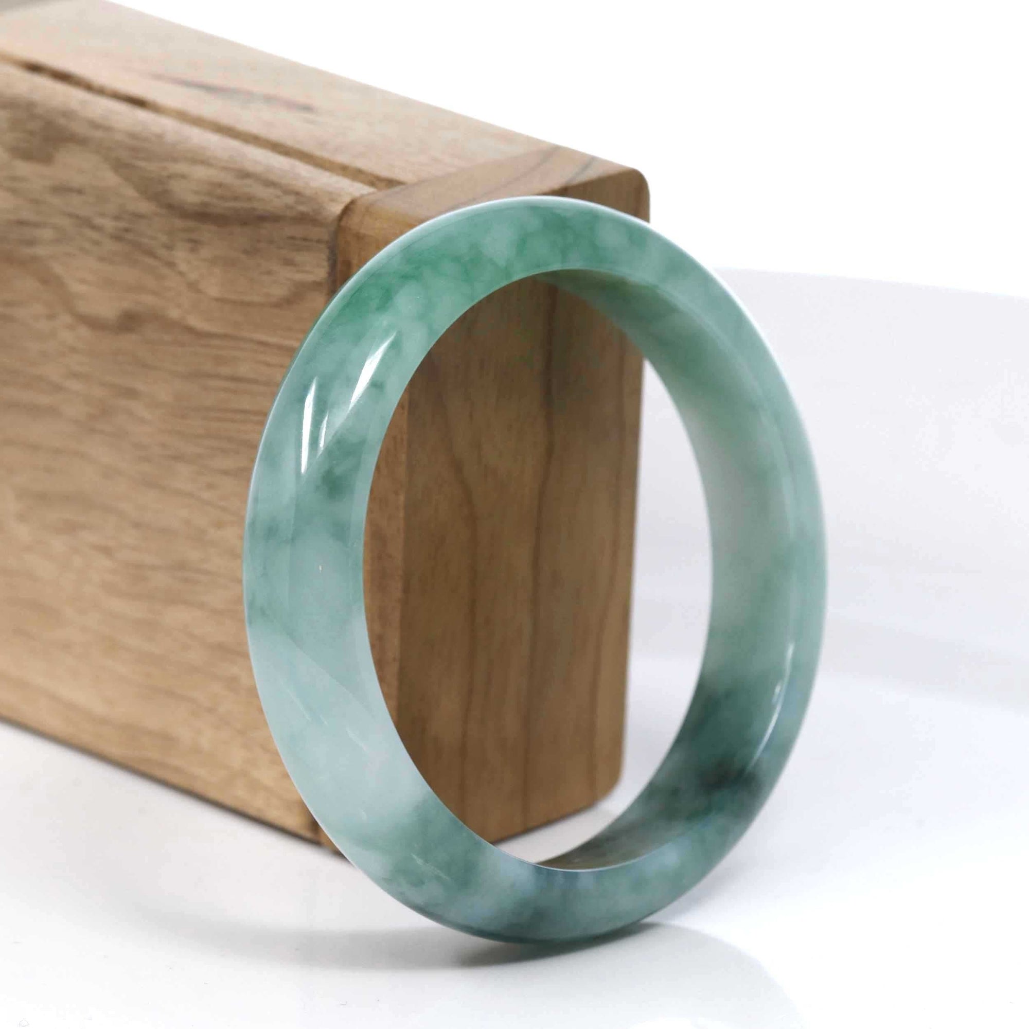 Baikalla Jewelry Jadeite Jade Bangle Bracelet Baikalla Blue-Green Classic Real Jadeite Jade Bangle Bracelet (59.08mm) #391