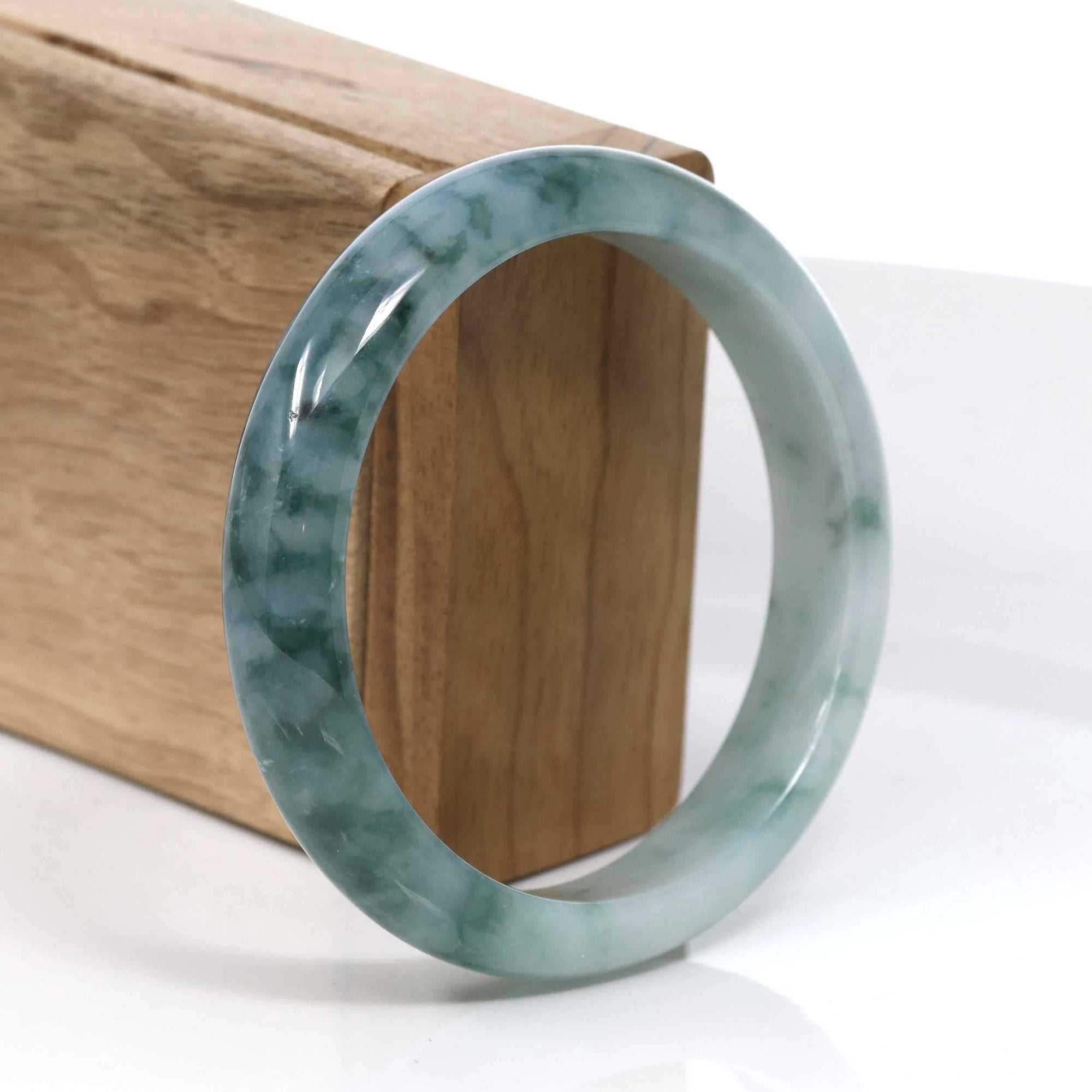 Baikalla Jewelry Jadeite Jade Bangle Bracelet Baikalla Blue-Green Classic Real Jadeite Jade Bangle Bracelet (59.08mm) #397