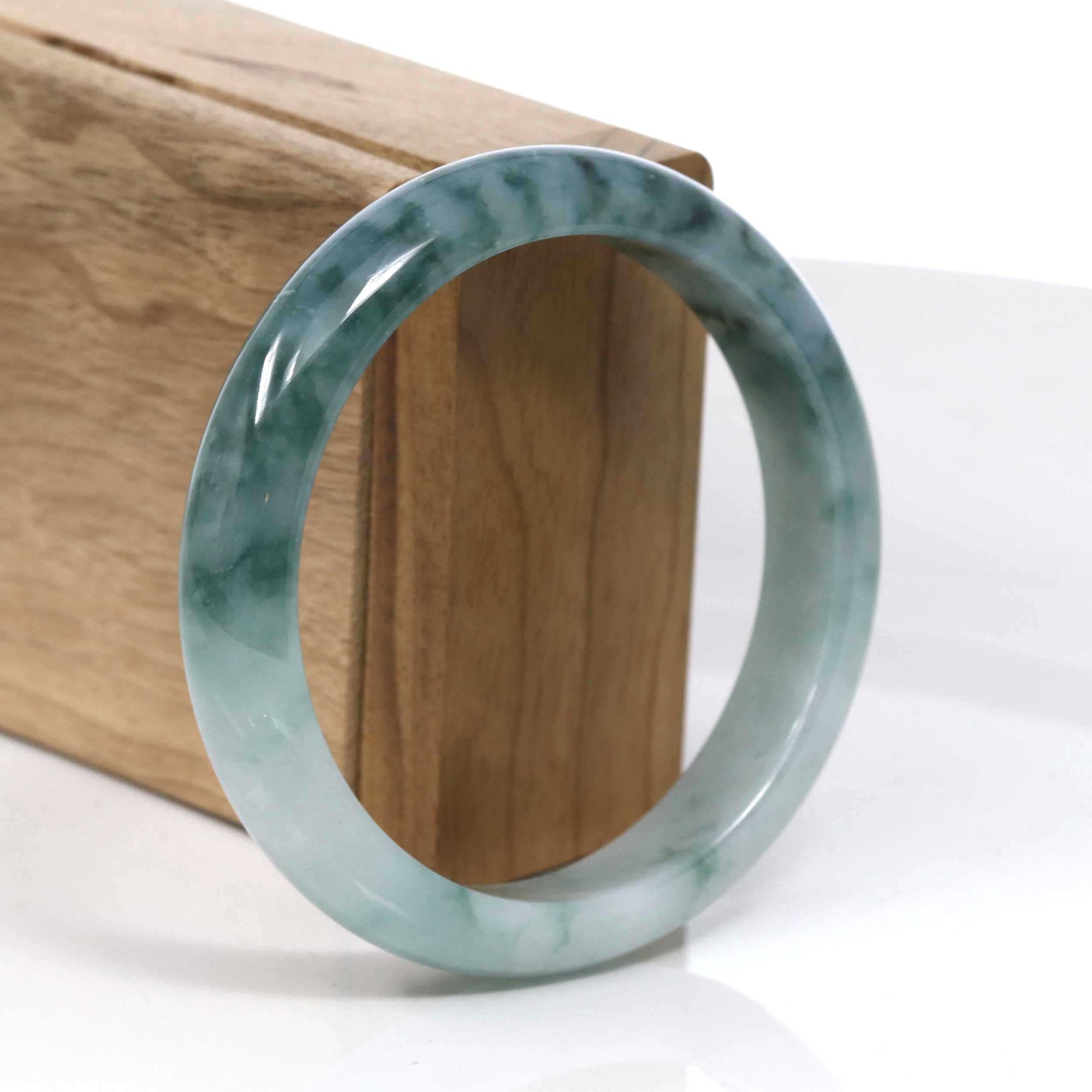 Baikalla Jewelry Jadeite Jade Bangle Bracelet Baikalla Blue-Green Classic Real Jadeite Jade Bangle Bracelet (59.08mm) #397