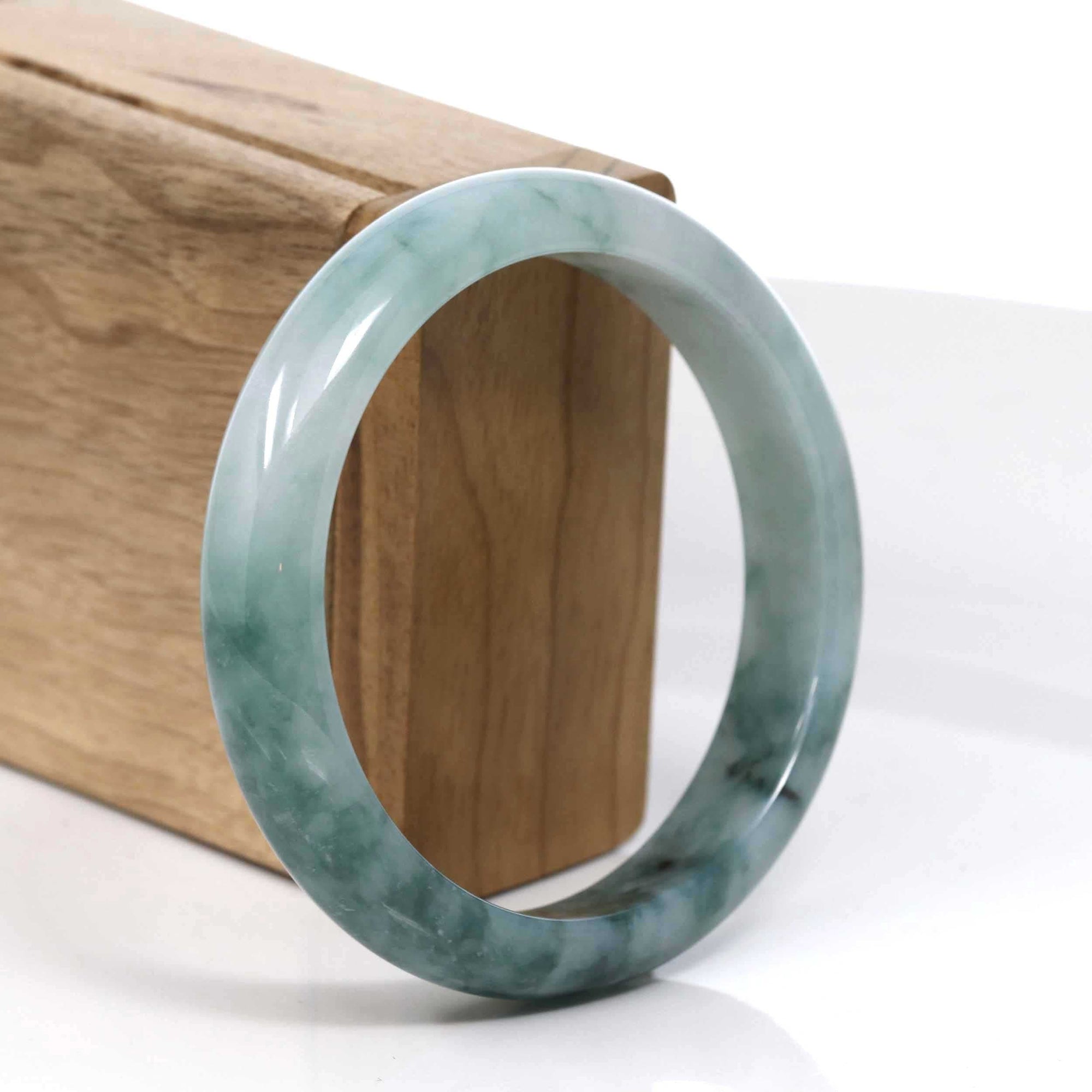 Baikalla Jewelry Jadeite Jade Bangle Bracelet Baikalla Blue-Green Classic Real Jadeite Jade Bangle Bracelet (59.08mm) #397