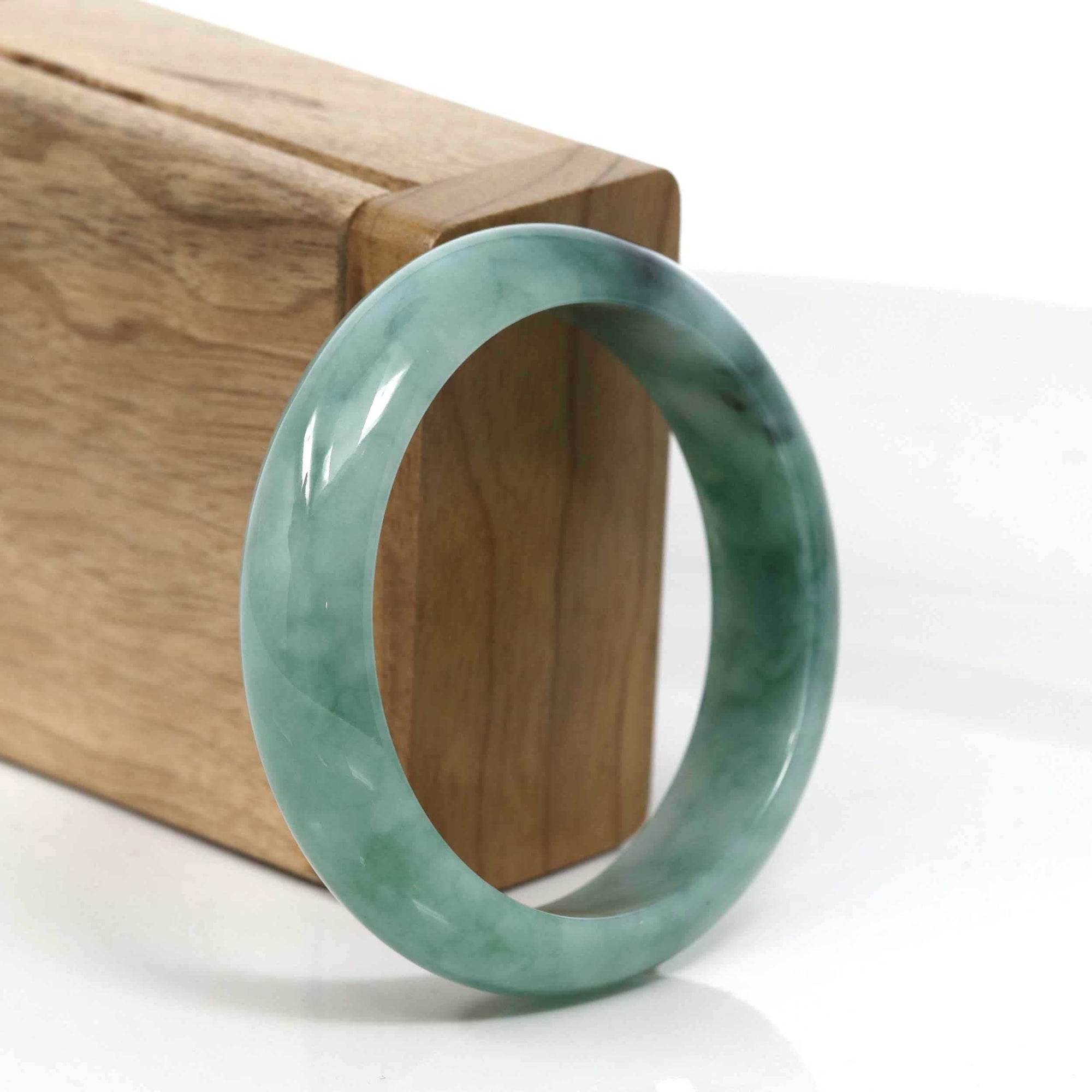 Baikalla Jewelry Jadeite Jade Bangle Bracelet Baikalla Blue-Green Classic Real Jadeite Jade Bangle Bracelet (59.08mm) #933