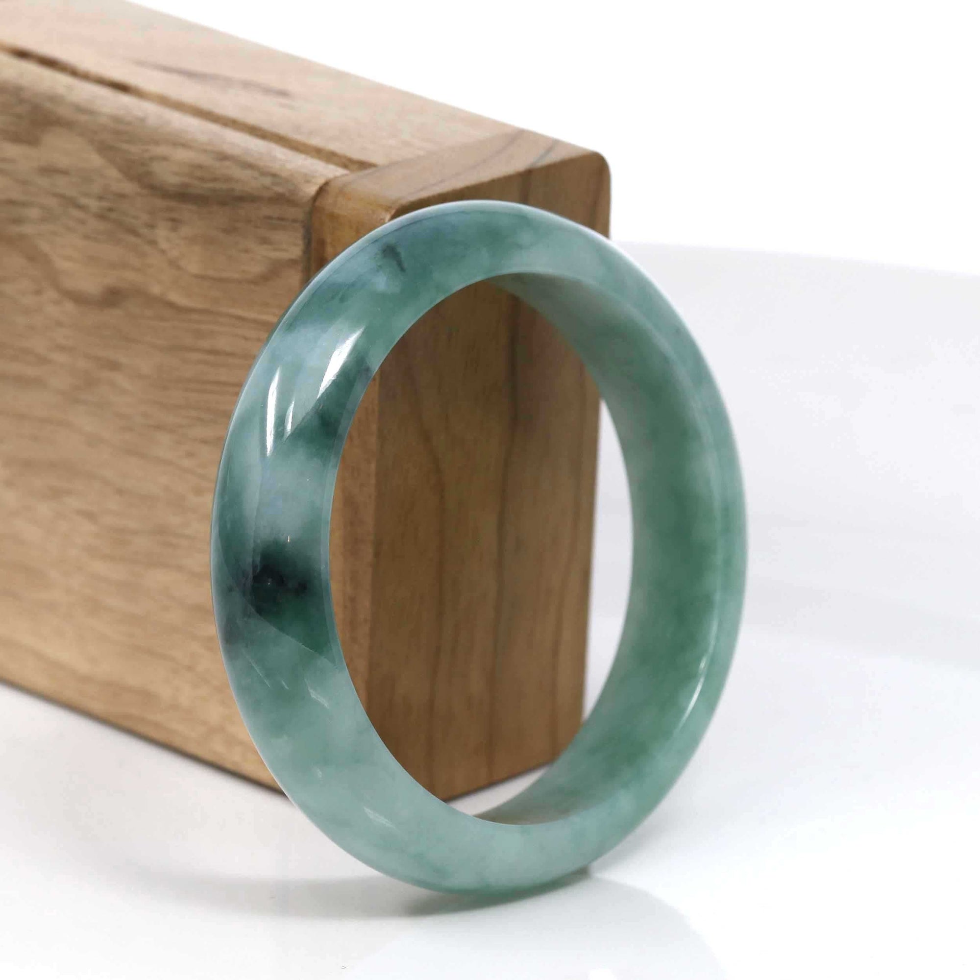 Baikalla Jewelry Jadeite Jade Bangle Bracelet Baikalla Blue-Green Classic Real Jadeite Jade Bangle Bracelet (59.08mm) #933