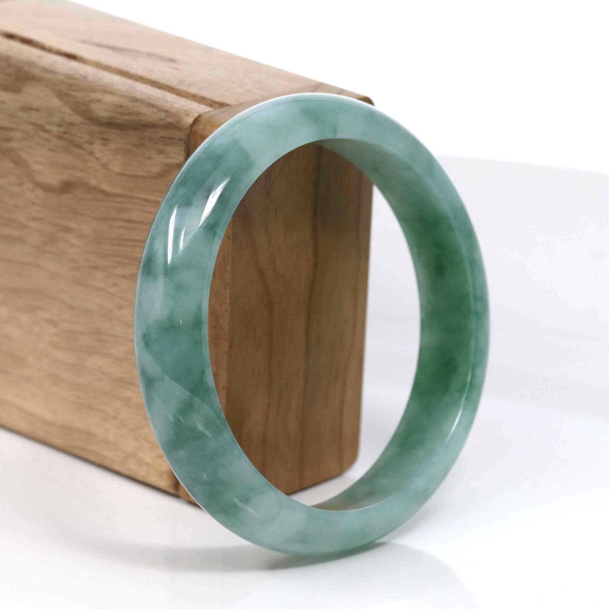 Baikalla Jewelry Jadeite Jade Bangle Bracelet Baikalla Blue-Green Classic Real Jadeite Jade Bangle Bracelet (59.08mm) #937