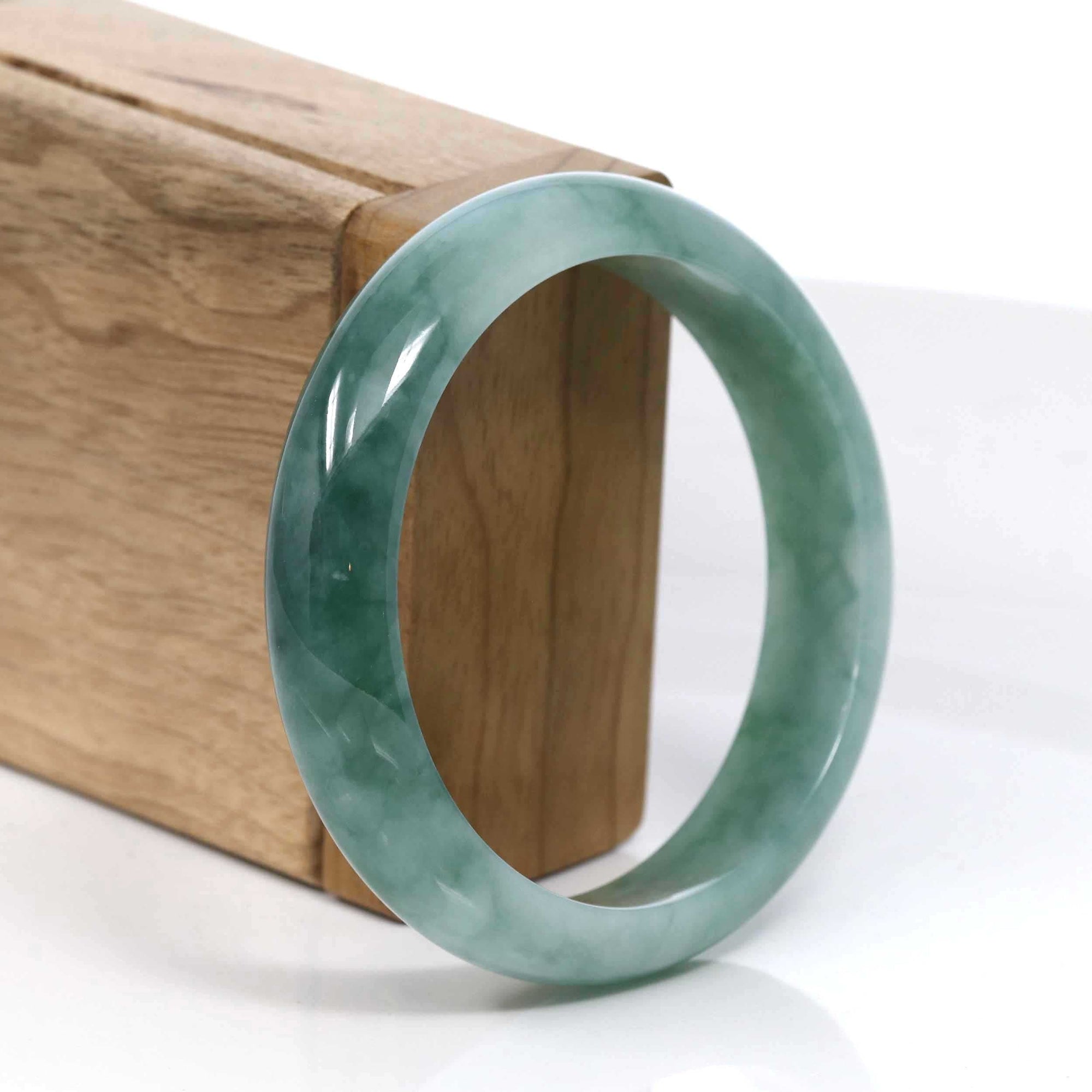 Baikalla Jewelry Jadeite Jade Bangle Bracelet Baikalla Blue-Green Classic Real Jadeite Jade Bangle Bracelet (59.08mm) #938