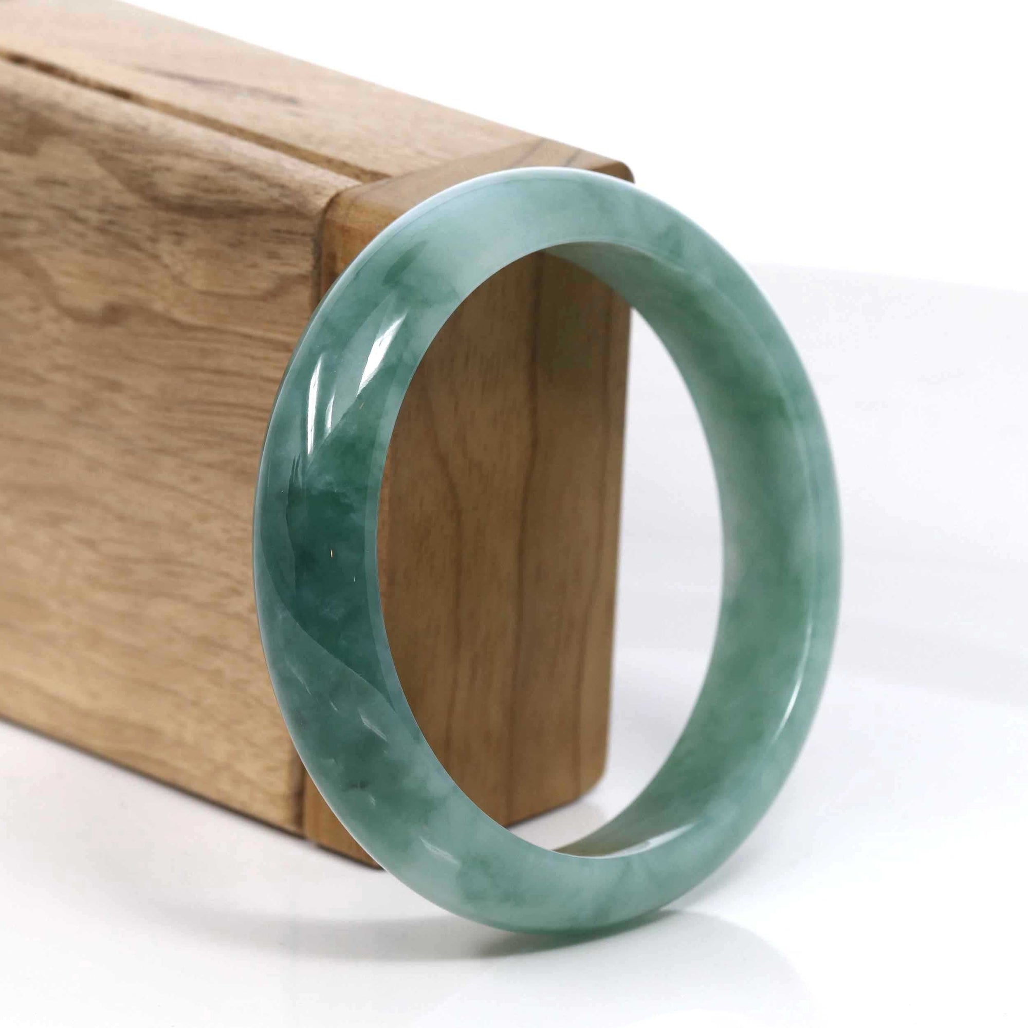 Baikalla Jewelry Jadeite Jade Bangle Bracelet Baikalla Blue-Green Classic Real Jadeite Jade Bangle Bracelet (59.08mm) #938