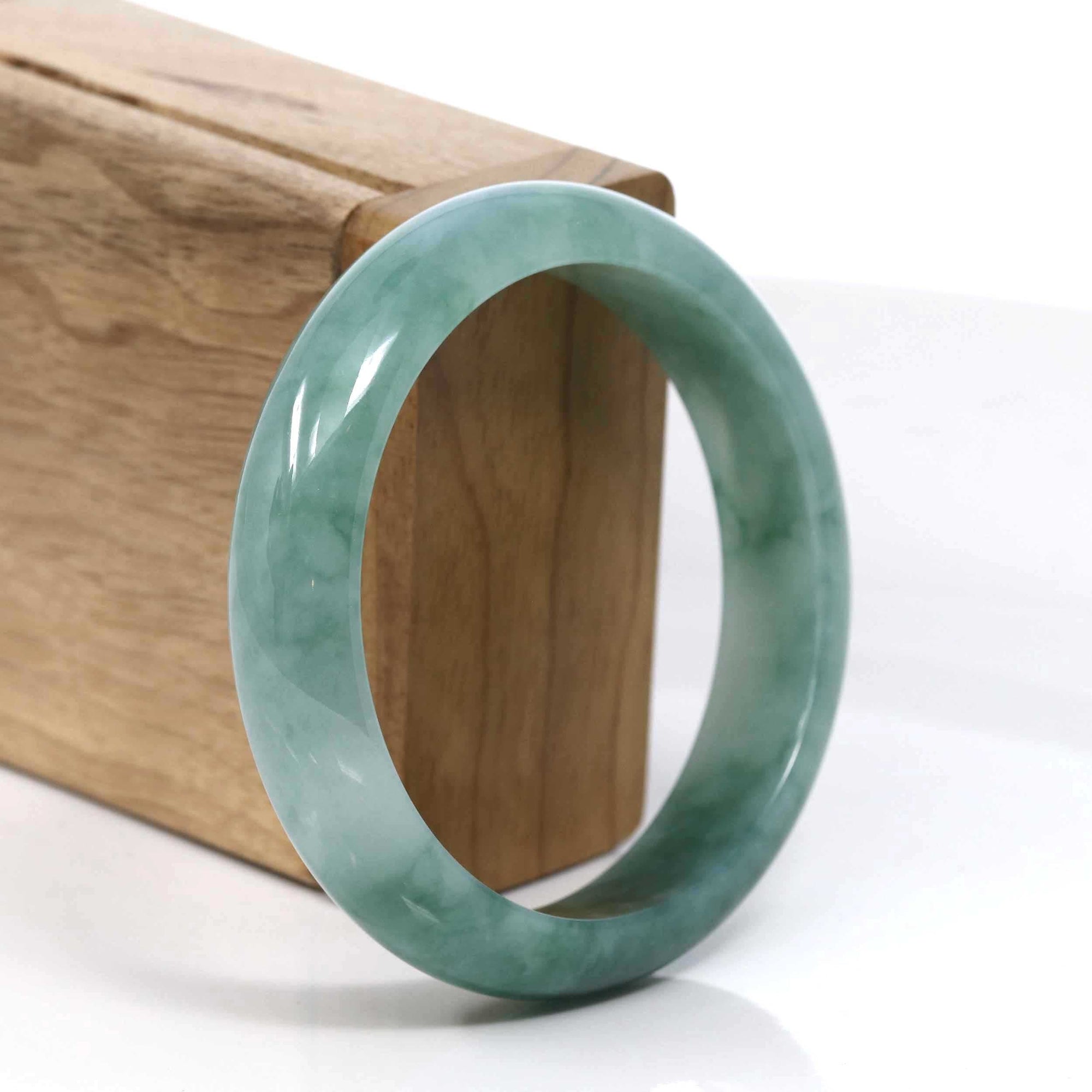 Baikalla Jewelry Jadeite Jade Bangle Bracelet Baikalla Blue-Green Classic Real Jadeite Jade Bangle Bracelet (59.08mm) #938