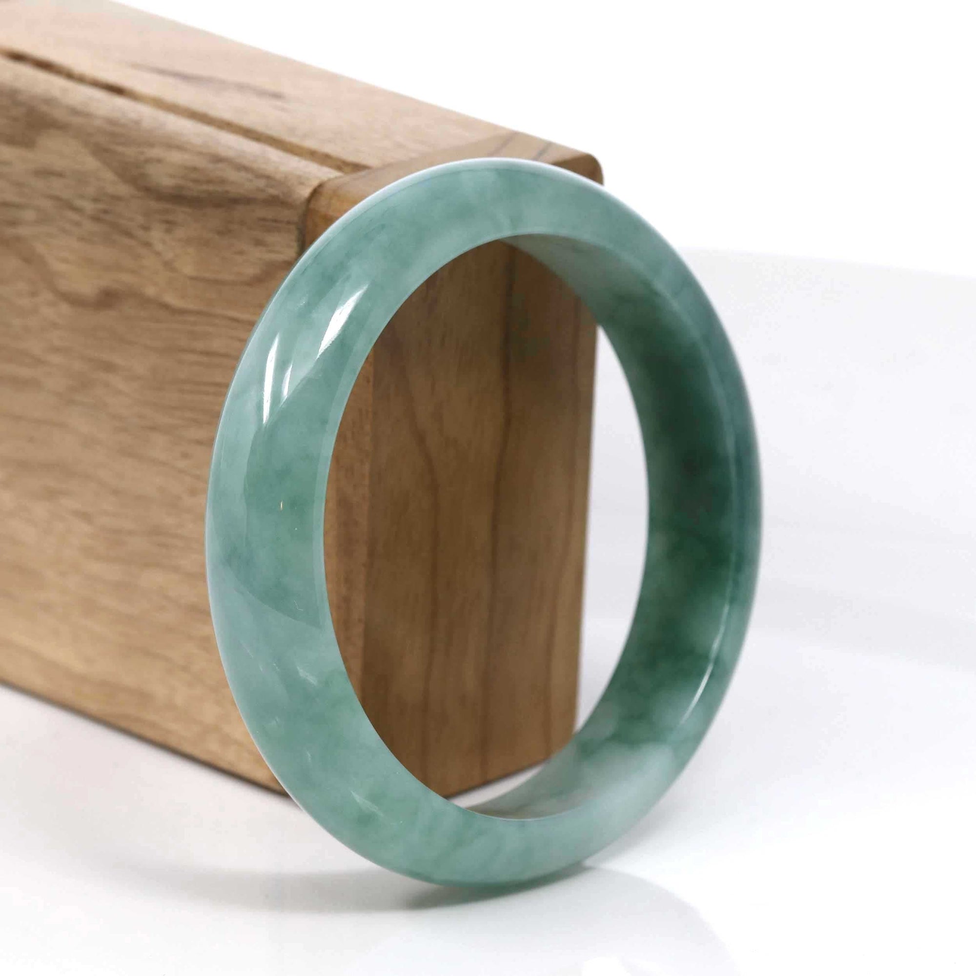 Baikalla Jewelry Jadeite Jade Bangle Bracelet Baikalla Blue-Green Classic Real Jadeite Jade Bangle Bracelet (59.08mm) #938