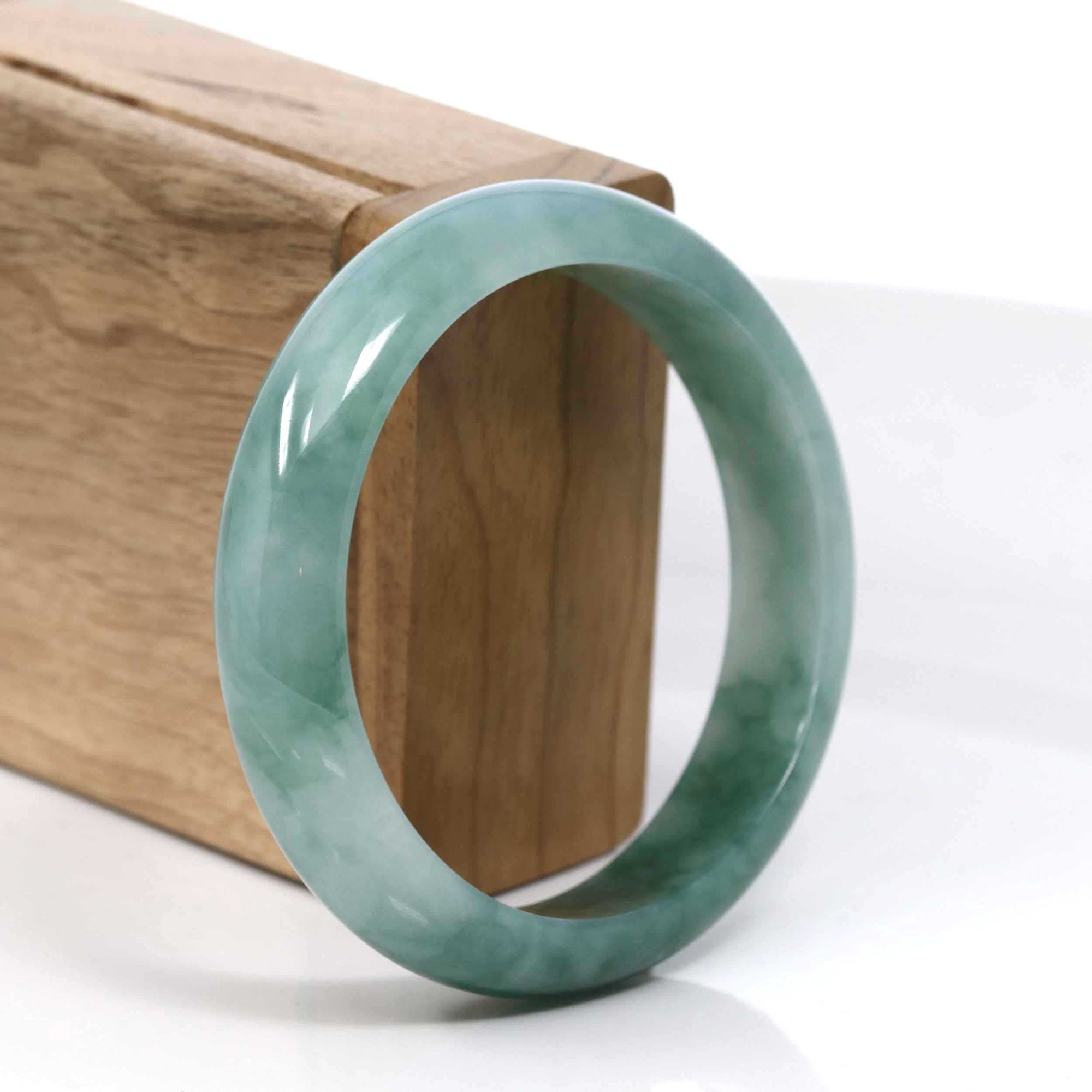 Baikalla Jewelry Jadeite Jade Bangle Bracelet Baikalla Blue-Green Classic Real Jadeite Jade Bangle Bracelet (59.08mm) #938