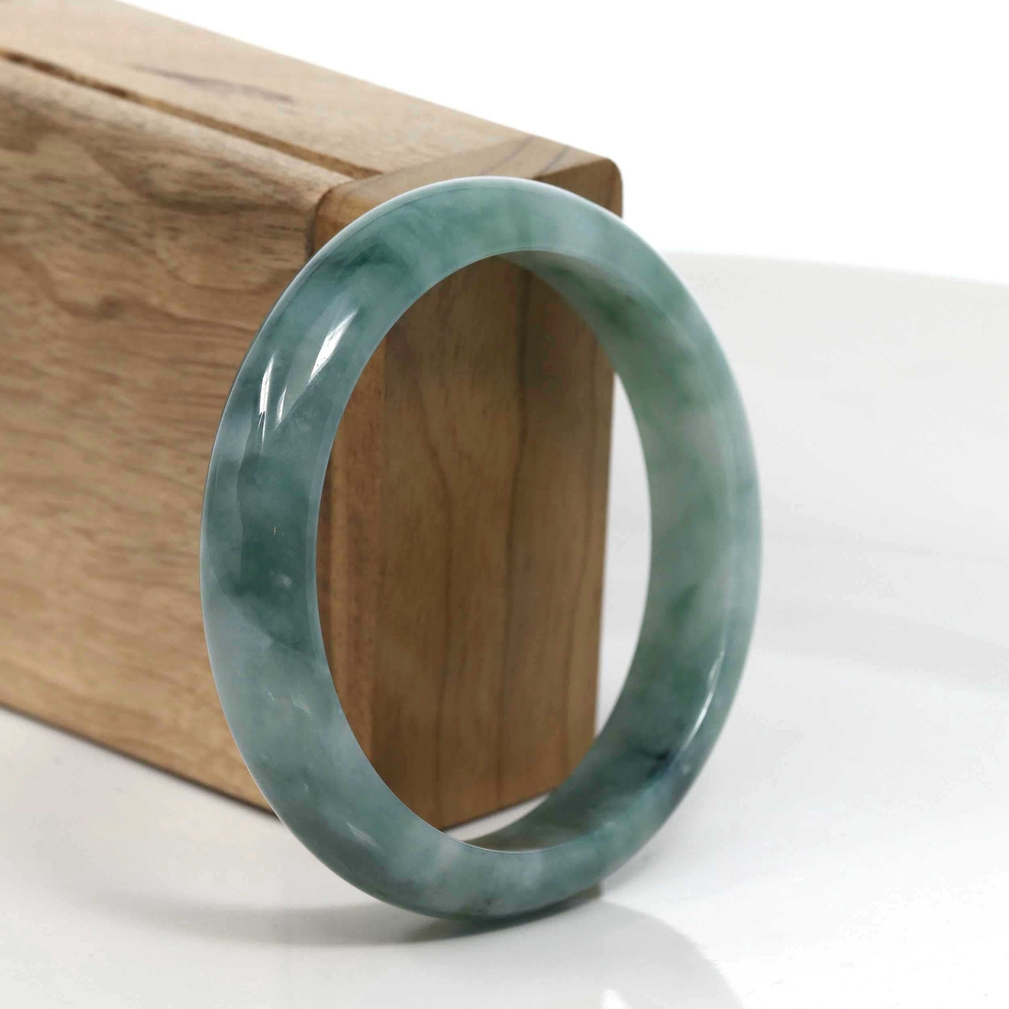 Baikalla Jewelry Jadeite Jade Bangle Bracelet Baikalla Blue-Green Classic Real Jadeite Jade Bangle Bracelet (59.08mm) #945