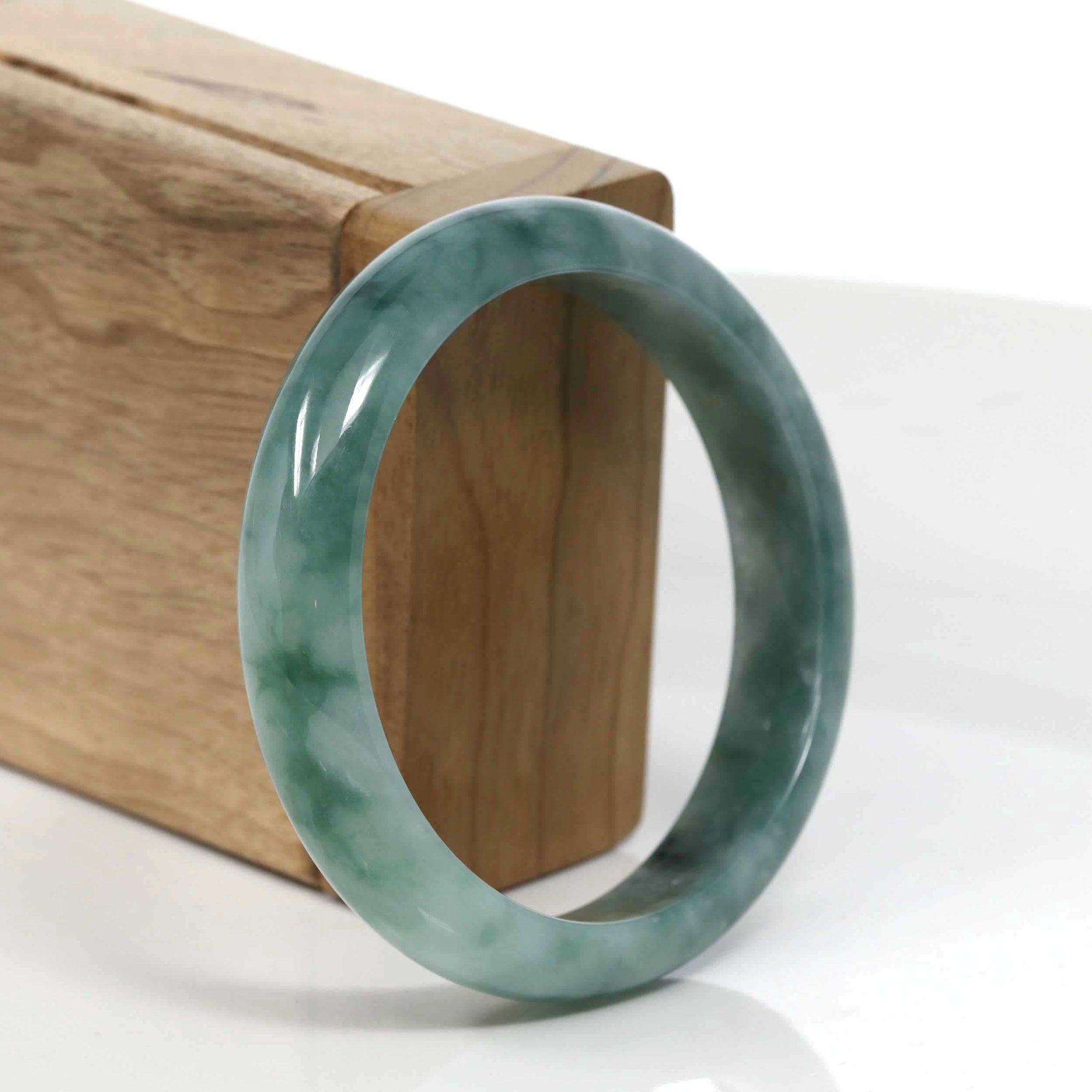 Baikalla Jewelry Jadeite Jade Bangle Bracelet Baikalla Blue-Green Classic Real Jadeite Jade Bangle Bracelet (59.08mm) #945