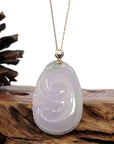 Baikalla Jewelry Jade Guanyin Pendant Necklace Copy of Genuine Lavender Jadeite Jade RuYi Pendant Necklace With 14K Yellow Gold Bail