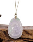 Baikalla Jewelry Jade Guanyin Pendant Necklace Copy of Genuine Lavender Jadeite Jade RuYi Pendant Necklace With 14K Yellow Gold Bail