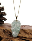 Baikalla Jewelry Jade Guanyin Pendant Necklace Copy of Copy of Copy of Genuine Ice Green Jadeite Jade Jin Zhi Yu Ye (Leaf) Necklace With White Gold Bail