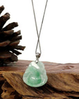 Baikalla Jewelry Jade Buddha Pendant Copy of Copy of Copy of Copy of Baikalla™ "Laughing Buddha" Genuine Vibrant Green Jadeite Buddha Pendant Necklace With 14k White Gold Bail