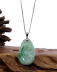 Baikalla Jewelry Jade Pendant Copy of Copy of Copy of Natural Green Jadeite Jade Ru Yi Necklace With 14k White Gold Bail