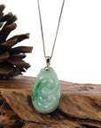 Baikalla Jewelry Jade Pendant Copy of Copy of Copy of Natural Green Jadeite Jade Ru Yi Necklace With 14k White Gold Bail