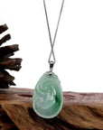 Baikalla Jewelry Jade Pendant Copy of Copy of Copy of Natural Green Jadeite Jade Ru Yi Necklace With 14k White Gold Bail