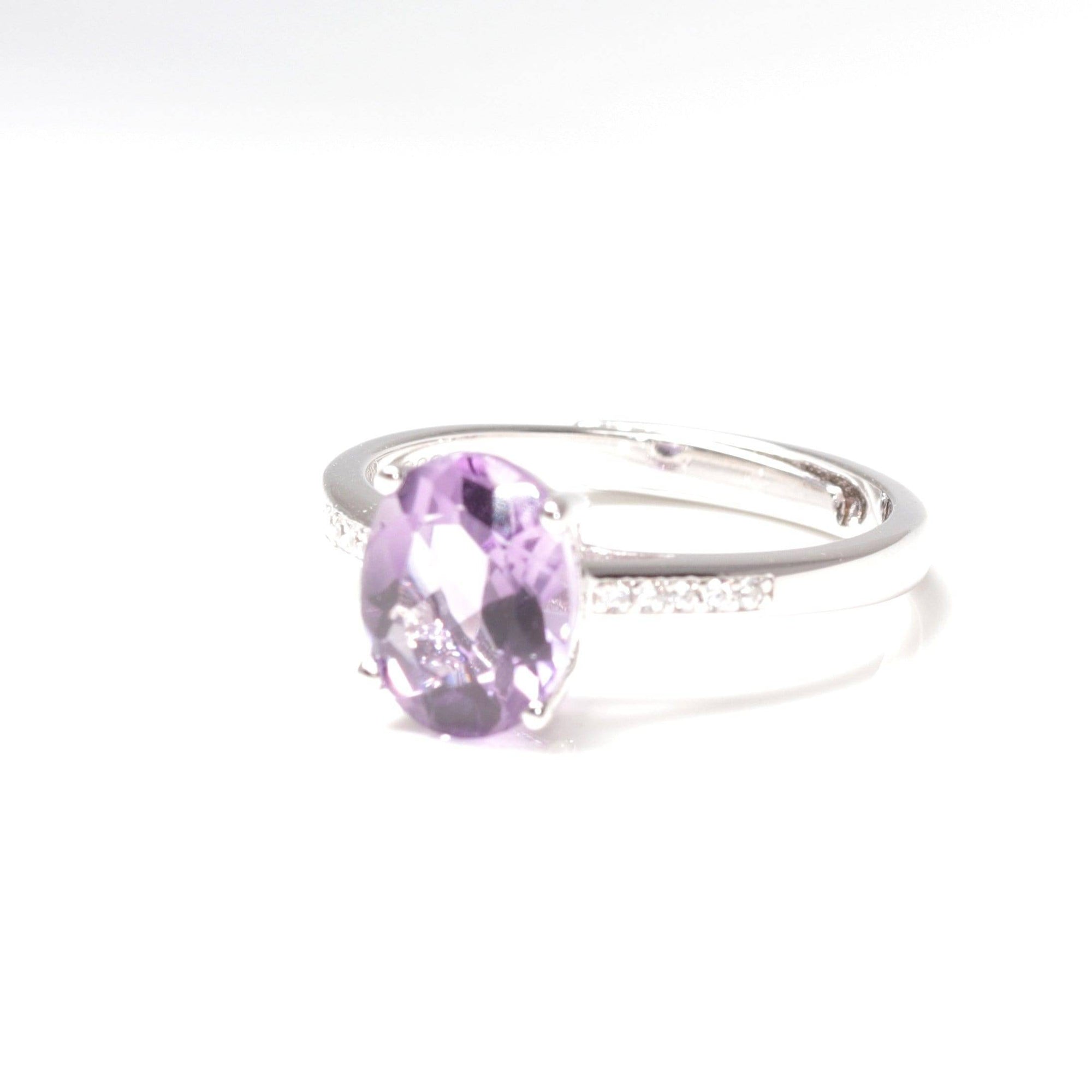 Baikalla Jewelry Gemstone Ring Baikalla™ Sterling Silver Oval Swiss Blue Topaz & Amethyst Ring