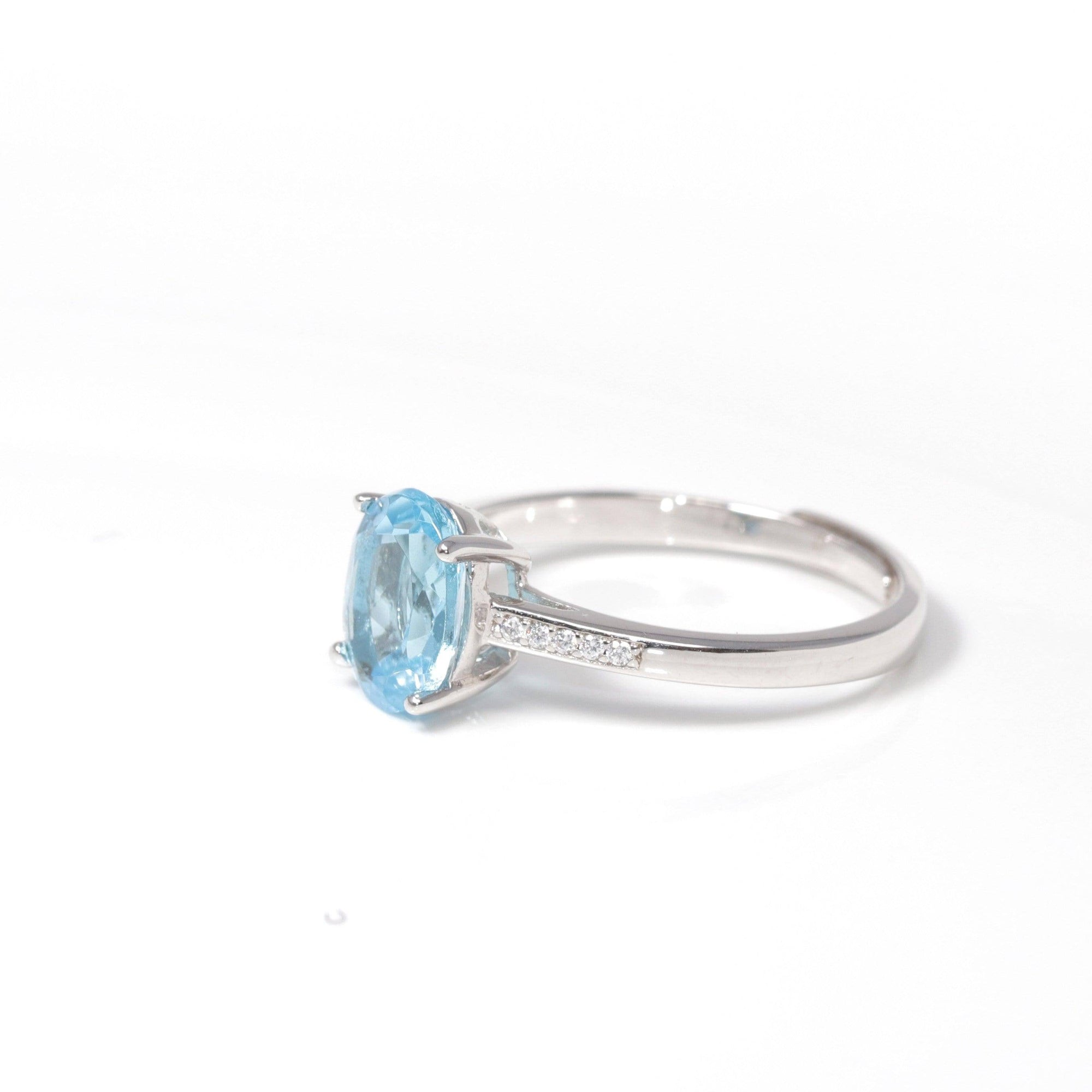 Baikalla Jewelry Gemstone Ring Baikalla™ Sterling Silver Oval Swiss Blue Topaz & Amethyst Ring