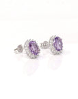 Baikalla Jewelry Silver Gemstones Earrings Baikalla™ Classic Sterling Silver Natural Amethyst Topaz Stud Earrings With CZ