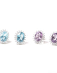 Baikalla Jewelry Silver Gemstones Earrings Baikalla™ Classic Sterling Silver Natural Amethyst Topaz Stud Earrings With CZ