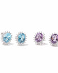 Baikalla Jewelry Silver Gemstones Earrings Baikalla™ Classic Sterling Silver Natural Amethyst Topaz Stud Earrings With CZ