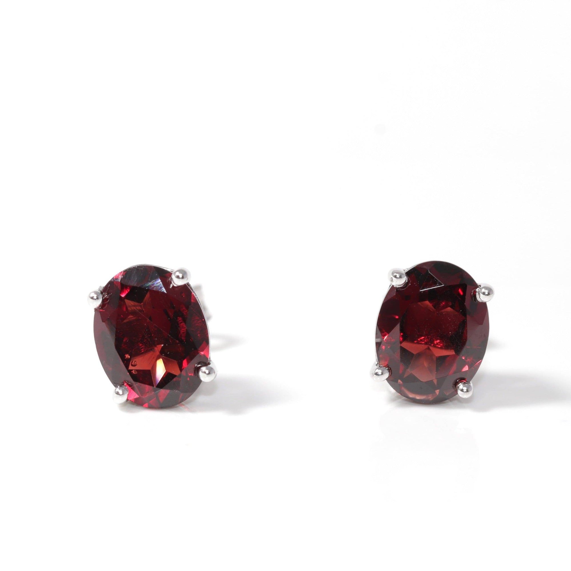 Baikalla Jewelry Silver Gemstones Earrings Baikalla™ Classic Sterling Silver Natural Garnet Stud Earrings