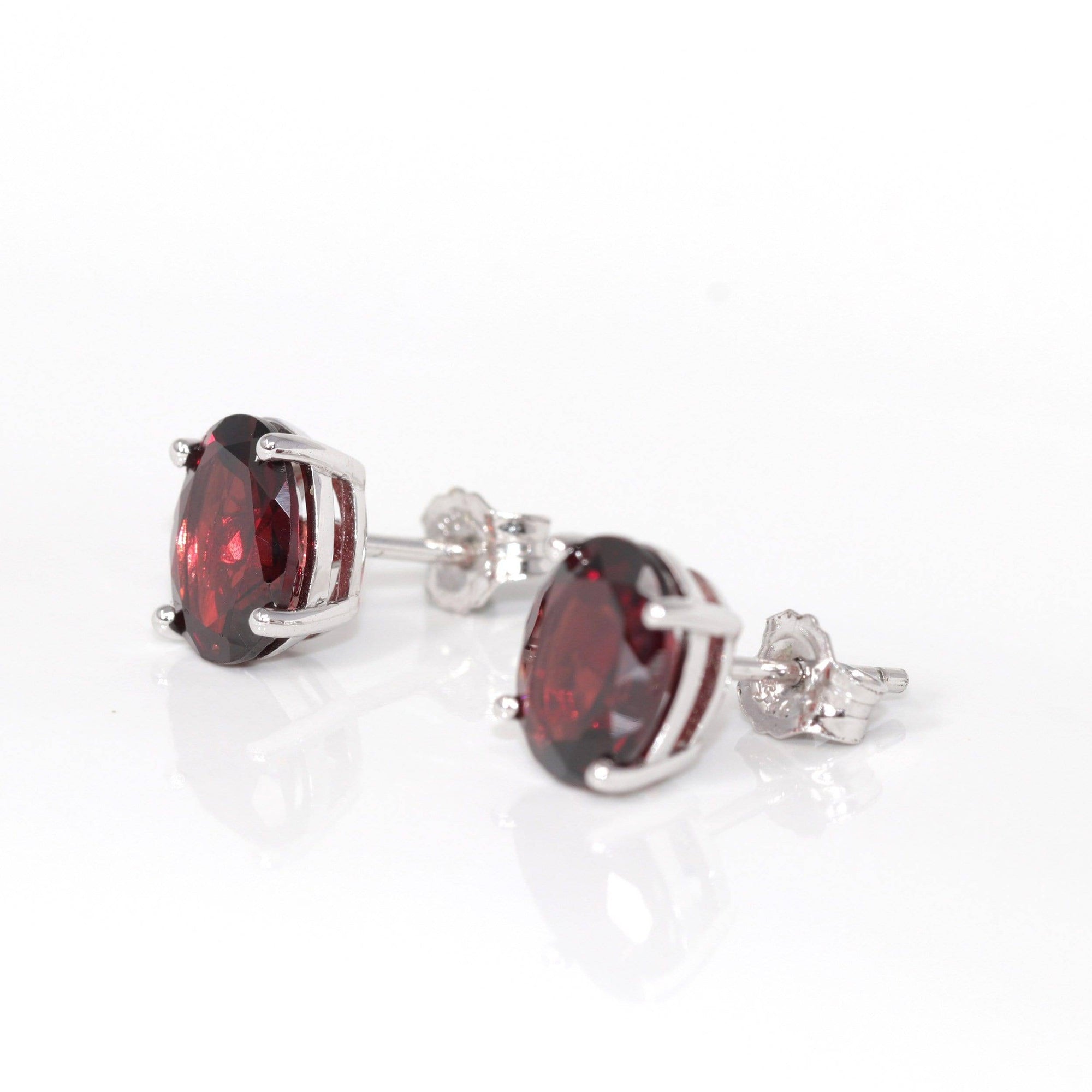 Baikalla Jewelry Silver Gemstones Earrings Baikalla™ Classic Sterling Silver Natural Garnet Stud Earrings