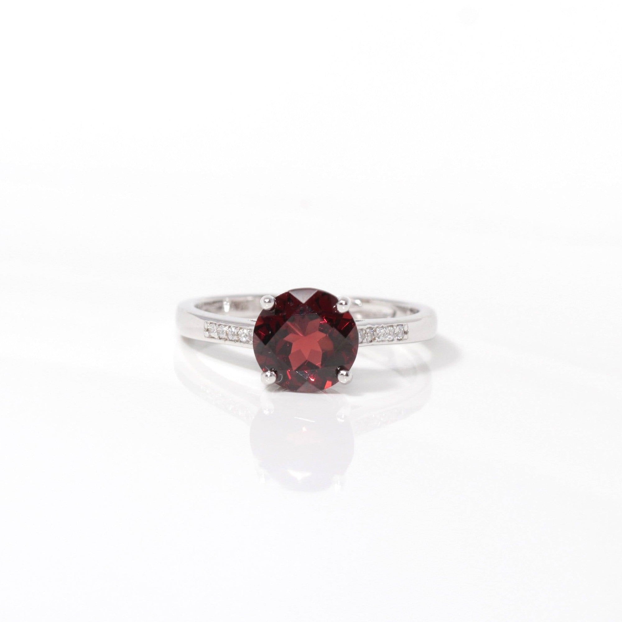 Baikalla Jewelry Gemstone Ring Baikalla™ Sterling Silver Natural Red Garnet Solitaire Ring