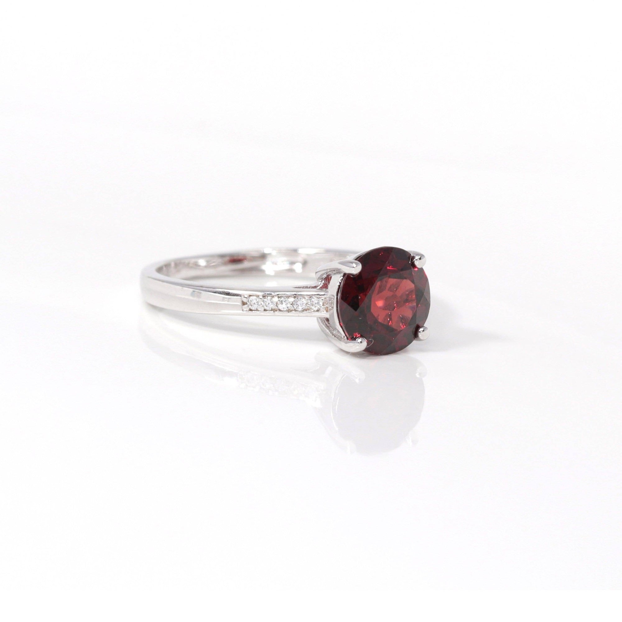 Baikalla Jewelry Gemstone Ring Baikalla™ Sterling Silver Natural Red Garnet Solitaire Ring