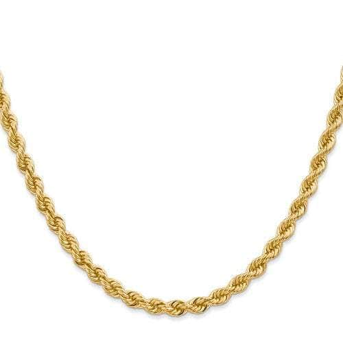 Baikalla Jewelry 14K Yellow Gold Pendant 14K 4 mm Solid Diamond-cut Rope Yellow Chain with Lobster Clasp