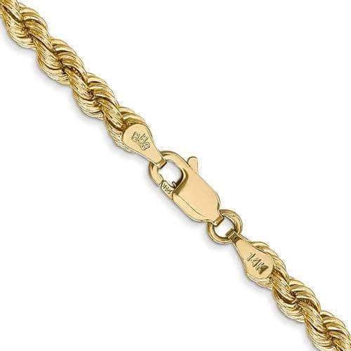 Baikalla Jewelry 14K Yellow Gold Pendant 14K 4 mm Solid Diamond-cut Rope Yellow Chain with Lobster Clasp