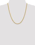 Baikalla Jewelry 14K Yellow Gold Chain 14K 2.5 mm Solid Diamond-cut Rope with Lobster Clasp Gold Chain