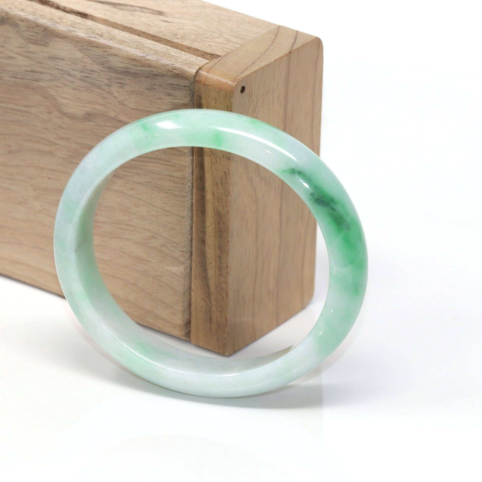 Baikalla Jewelry Jadeite Jade Bangle Bracelet Genuine Burmese Jadeite Jade Oval Bangle Bracelet ( 56.75 mm )#137