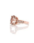 Baikalla Jewelry Gold Amethyst Ring 5 14k Rose Gold Natural Champagne Morganite Ring with Diamonds