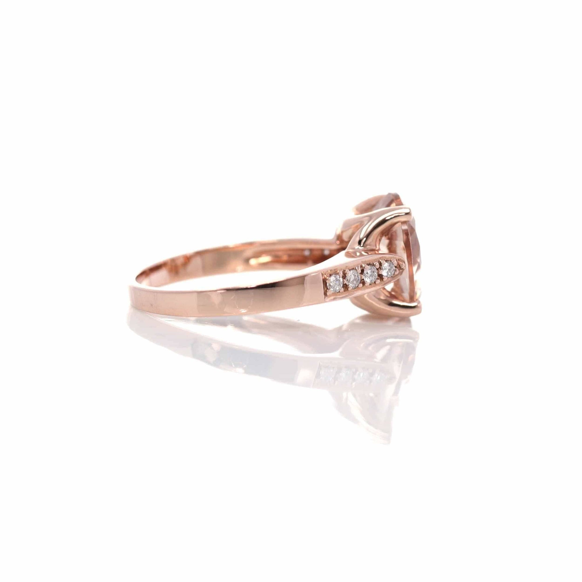 Baikalla Jewelry Gold Amethyst Ring 14k Rose Gold Natural Champagne Morganite Ring with Diamonds