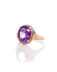 Baikalla Jewelry Gold Amethyst Ring 5 18k Rose Gold Genuine Amethyst Ring with Diamonds