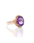 Baikalla Jewelry Gold Amethyst Ring 18k Rose Gold Genuine Amethyst Ring with Diamonds