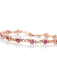 Baikalla Jewelry Gold Ruby Bracelet 18K Rose Gold Natural Ruby and Diamond Bypass Hing Bracelet