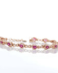 Baikalla Jewelry Gold Ruby Bracelet 18K Rose Gold Natural Ruby and Diamond Bypass Hing Bracelet