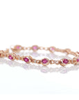 Baikalla Jewelry Gold Ruby Bracelet 18K Rose Gold Natural Ruby and Diamond Bypass Hing Bracelet