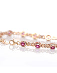 Baikalla Jewelry Gold Ruby Bracelet 18K Rose Gold Natural Ruby and Diamond Bypass Hing Bracelet