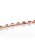 Baikalla Jewelry Gold Ruby Bracelet 18K Rose Gold Natural Ruby and Diamond Bypass Hing Bracelet