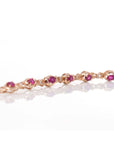 Baikalla Jewelry Gold Ruby Bracelet 18K Rose Gold Natural Ruby and Diamond Bypass Hing Bracelet